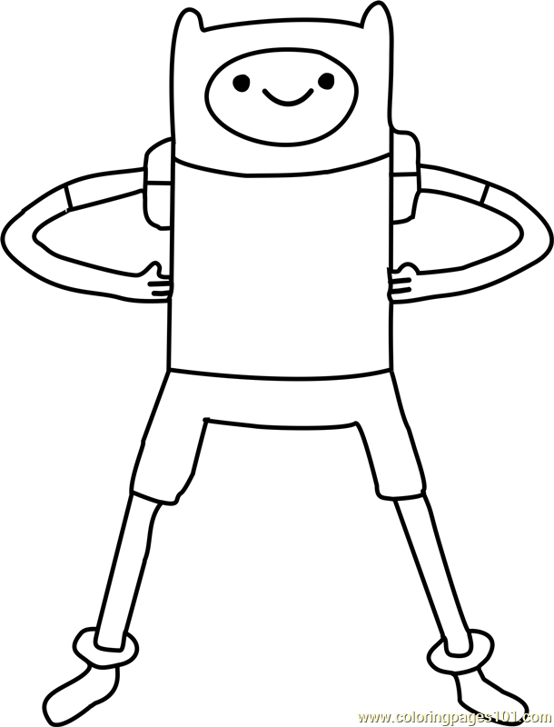 Finn Coloring Page for Kids - Free Adventure Time Printable Coloring