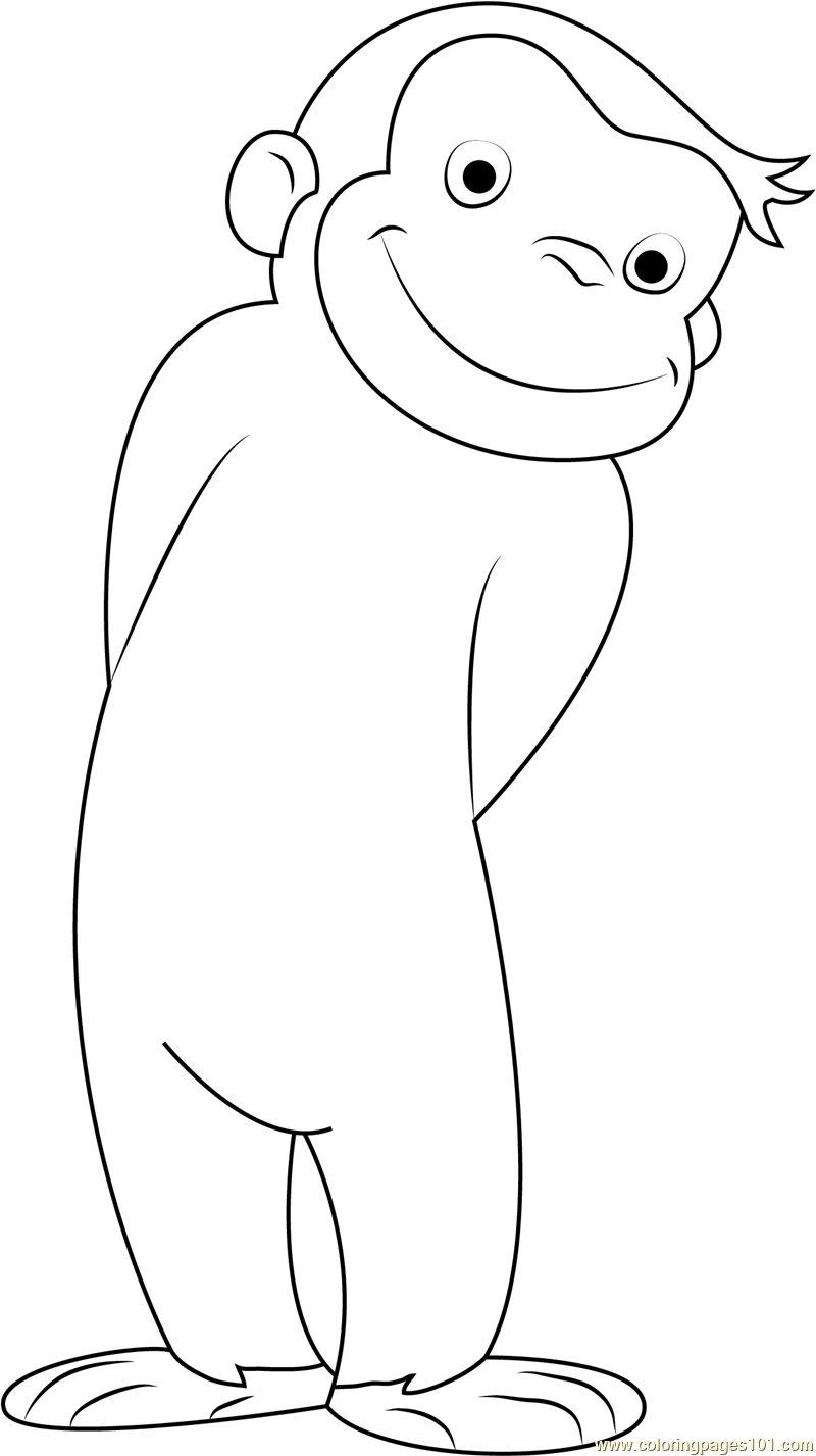Curious George Smiling Coloring Page for Kids Free Curious George