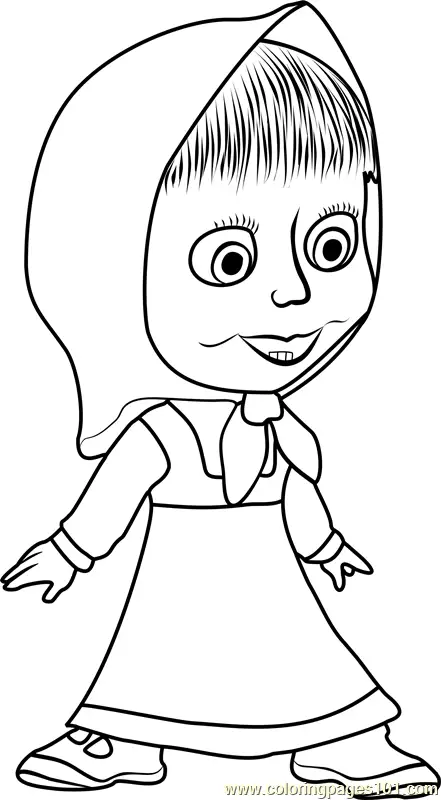 Masha Excited Coloring Page for Kids - Free Masha and the Bear ...