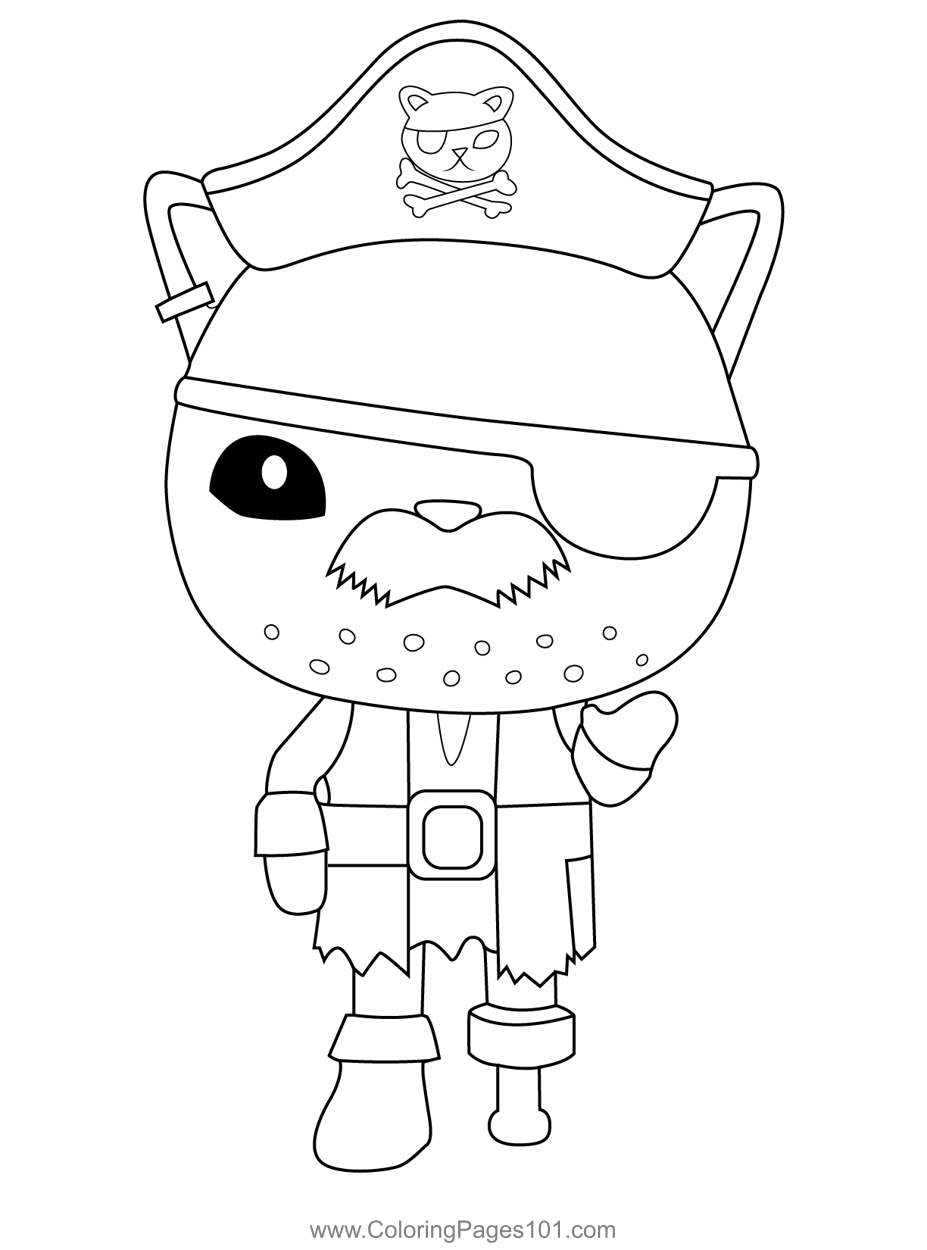 calico jack coloring page in black and white octonauts