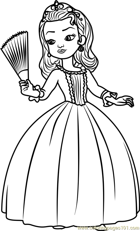 Princess Amber Coloring Page for Kids - Free Sofia the First Printable