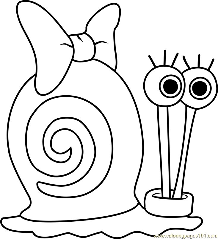 Snellie the Snail Coloring Page for Kids - Free SpongeBob SquarePants