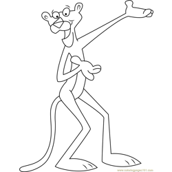 Drawing of Pink Panther sitting on an armchair coloring page