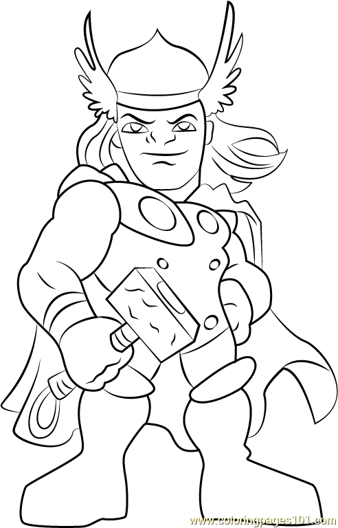 Thor Coloring Page for Kids - Free The Super Hero Squad Show Printable