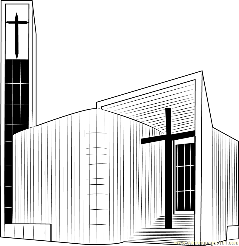 Christian Church Coloring Page for Kids Free Churches Printable