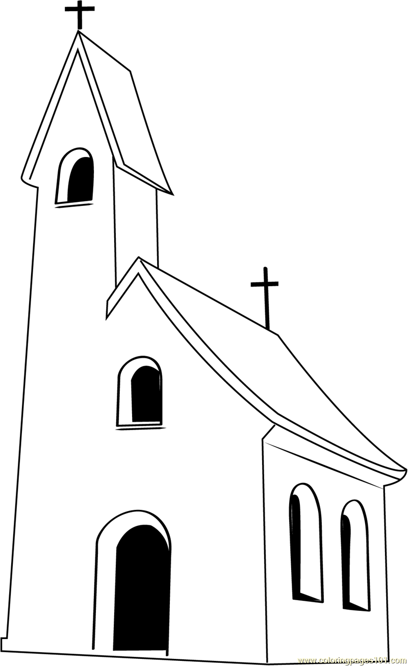 Small Church Coloring Page for Kids - Free Churches Printable Coloring ...