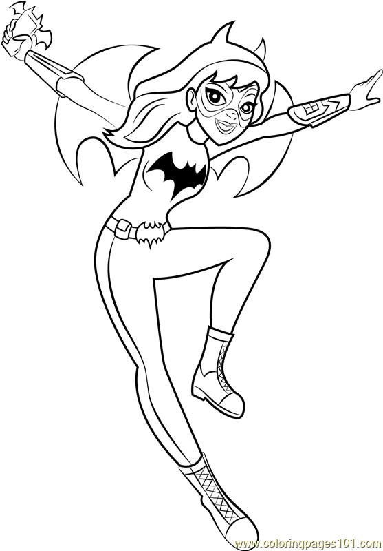 Bat Girl Coloring Page for Kids - Free DC Super Hero Girls Printable