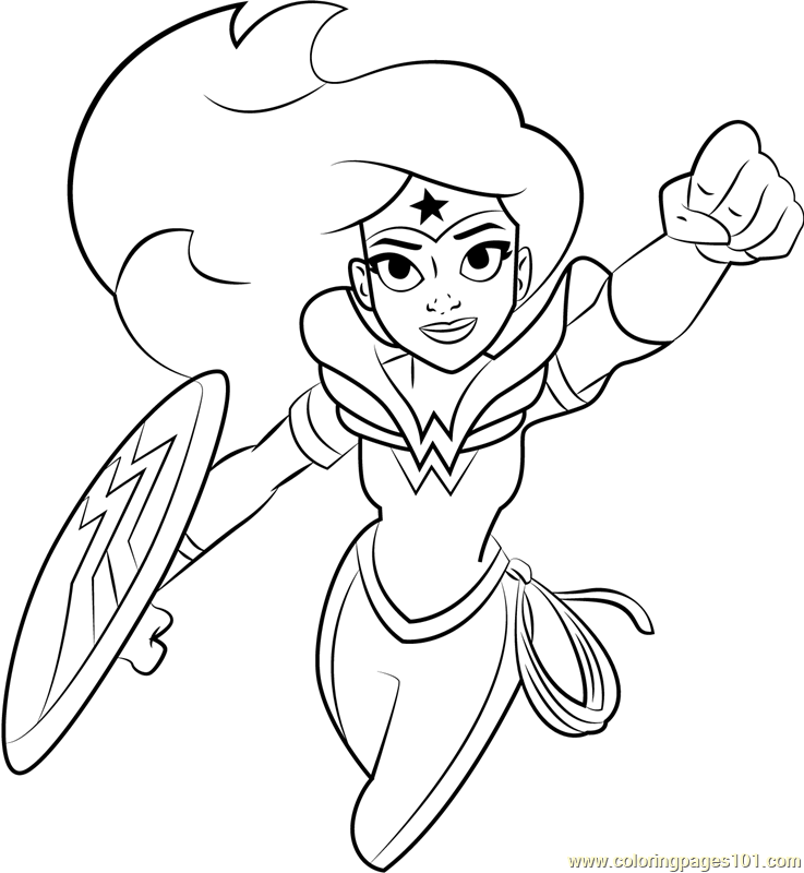 Wonder Woman Coloring Page For Kids Free DC Super Hero Girls 