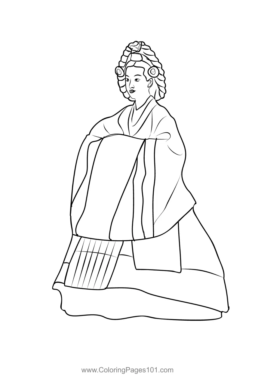 Traditional Multicolor Korean Wedding Dress Coloring Page for Kids ...