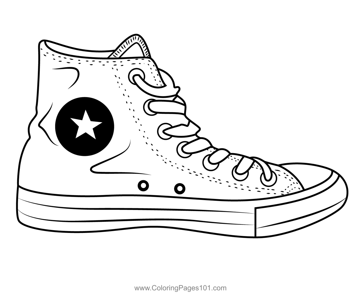 Chucks Sneaker Coloring Page for Kids - Free Shoes Printable Coloring ...