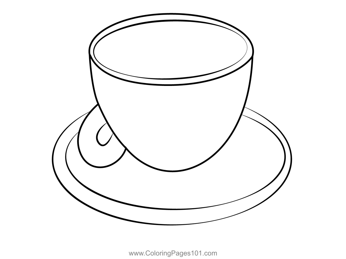 Empty Coffee Cup Coloring Page for Kids - Free Drinks Printable ...