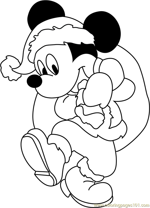 Christmas Mickey Mouse Coloring Page for Kids - Free Christmas Cartoons