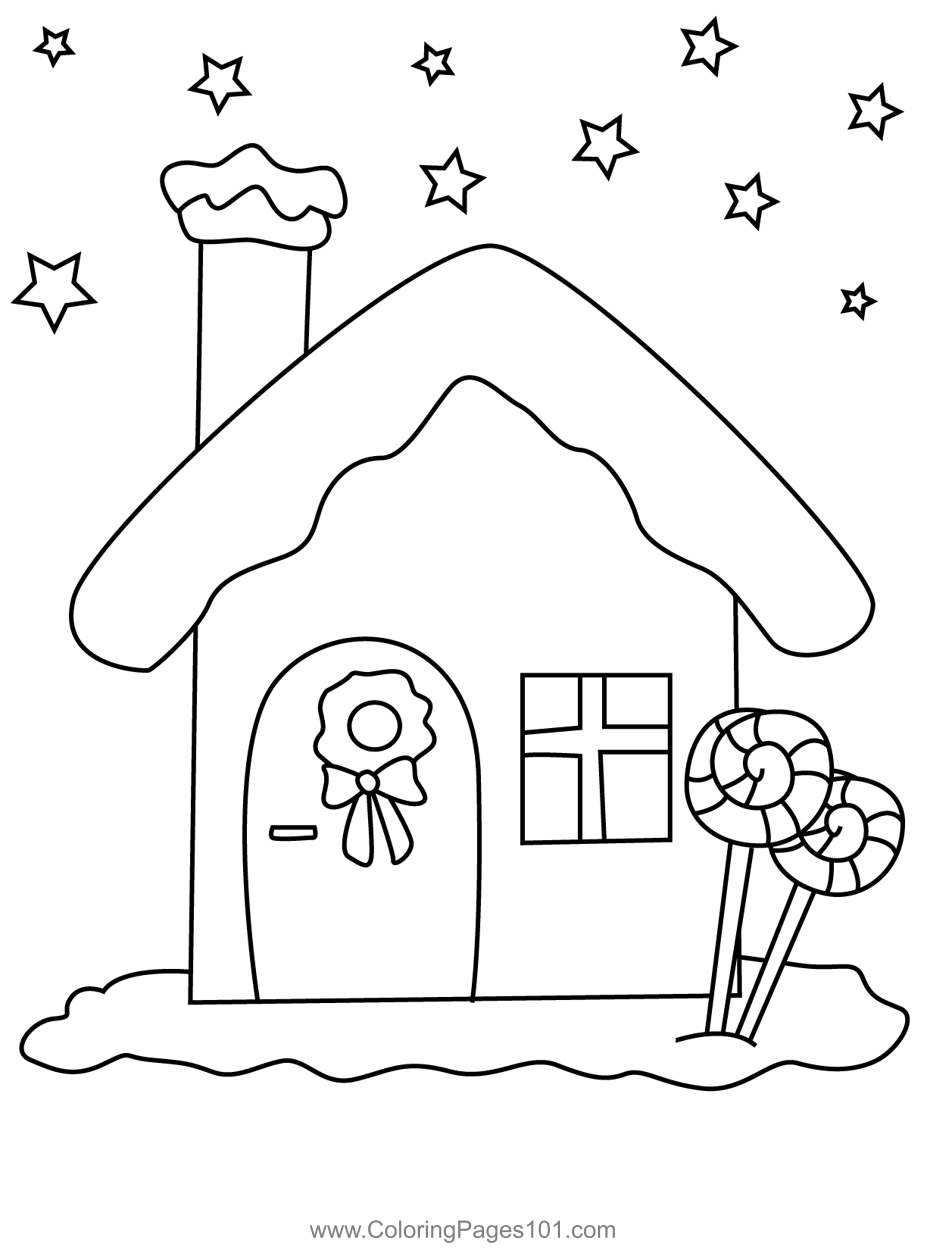 Christmas House Coloring Page For Kids Free Christmas Decorations Printable Coloring Pages