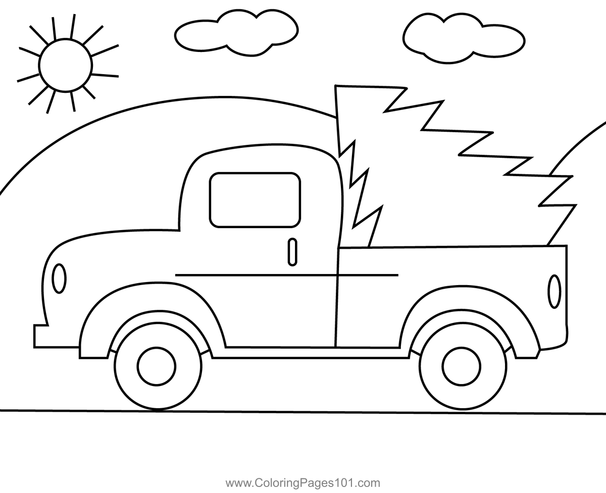 Free Printable Truck With Christmas Tree Coloring Page Printable Online