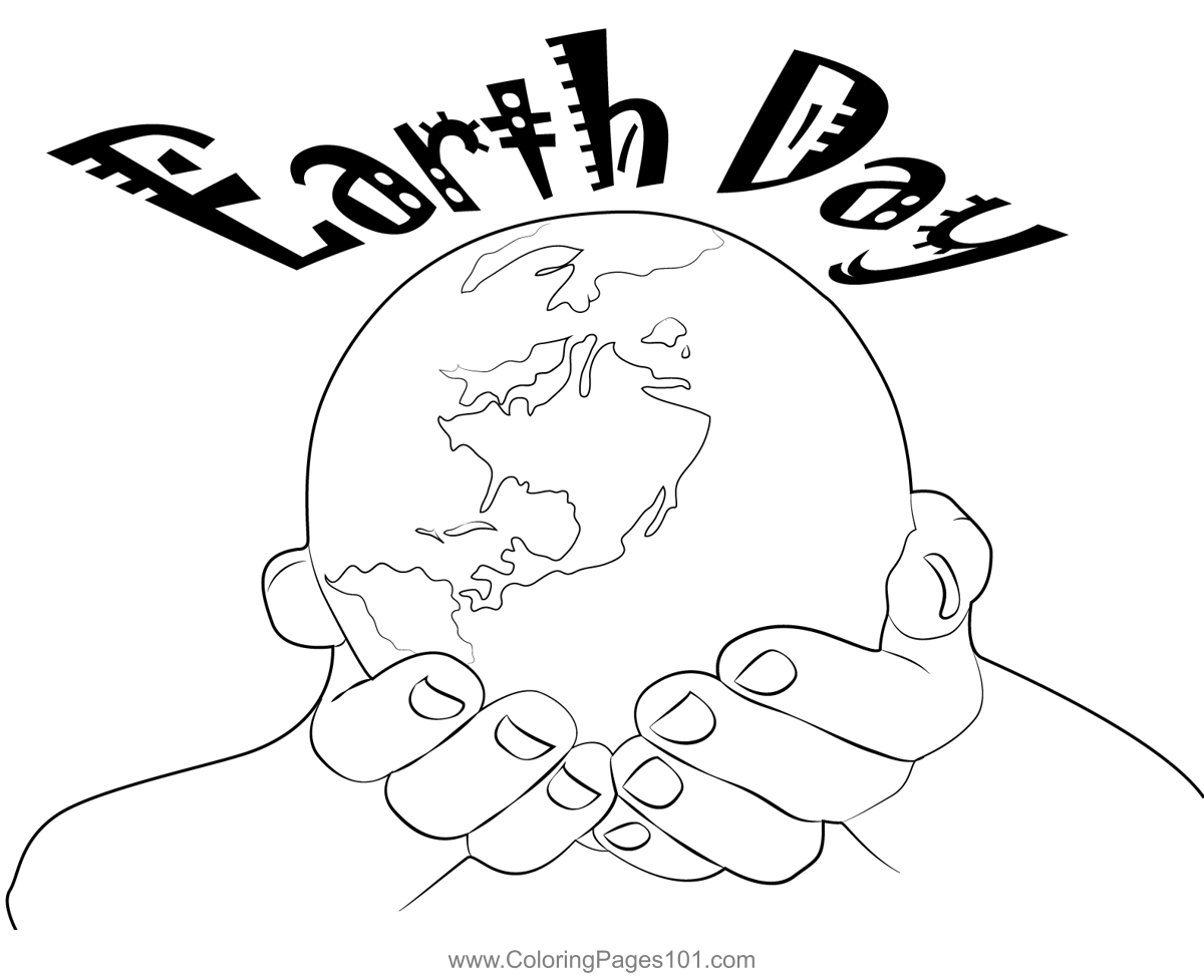 Earth On Palm Coloring Page for Kids - Free Earth Day Printable ...