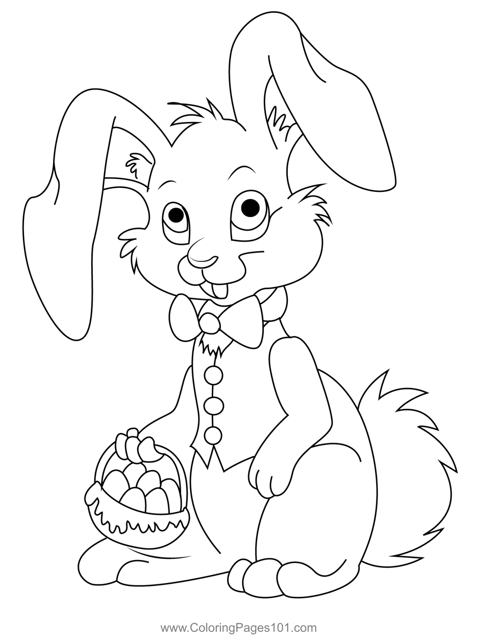 Bunny Enjoying Easter Coloring Page for Kids - Free Easter Printable ...