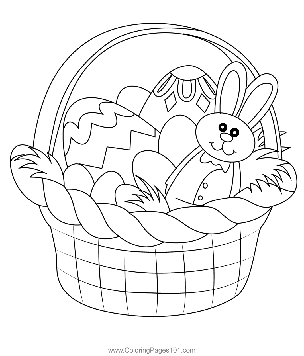 Easter Basket Coloring Page For Kids - Free Easter Printable Coloring 