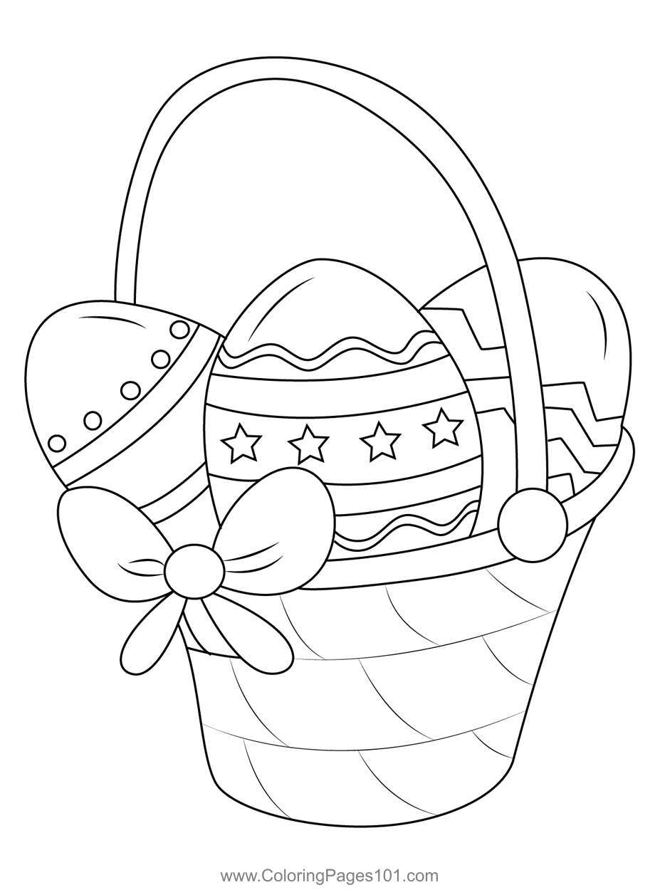 Easter Eggs In A Basket Coloring Page for Kids - Free Easter Printable ...