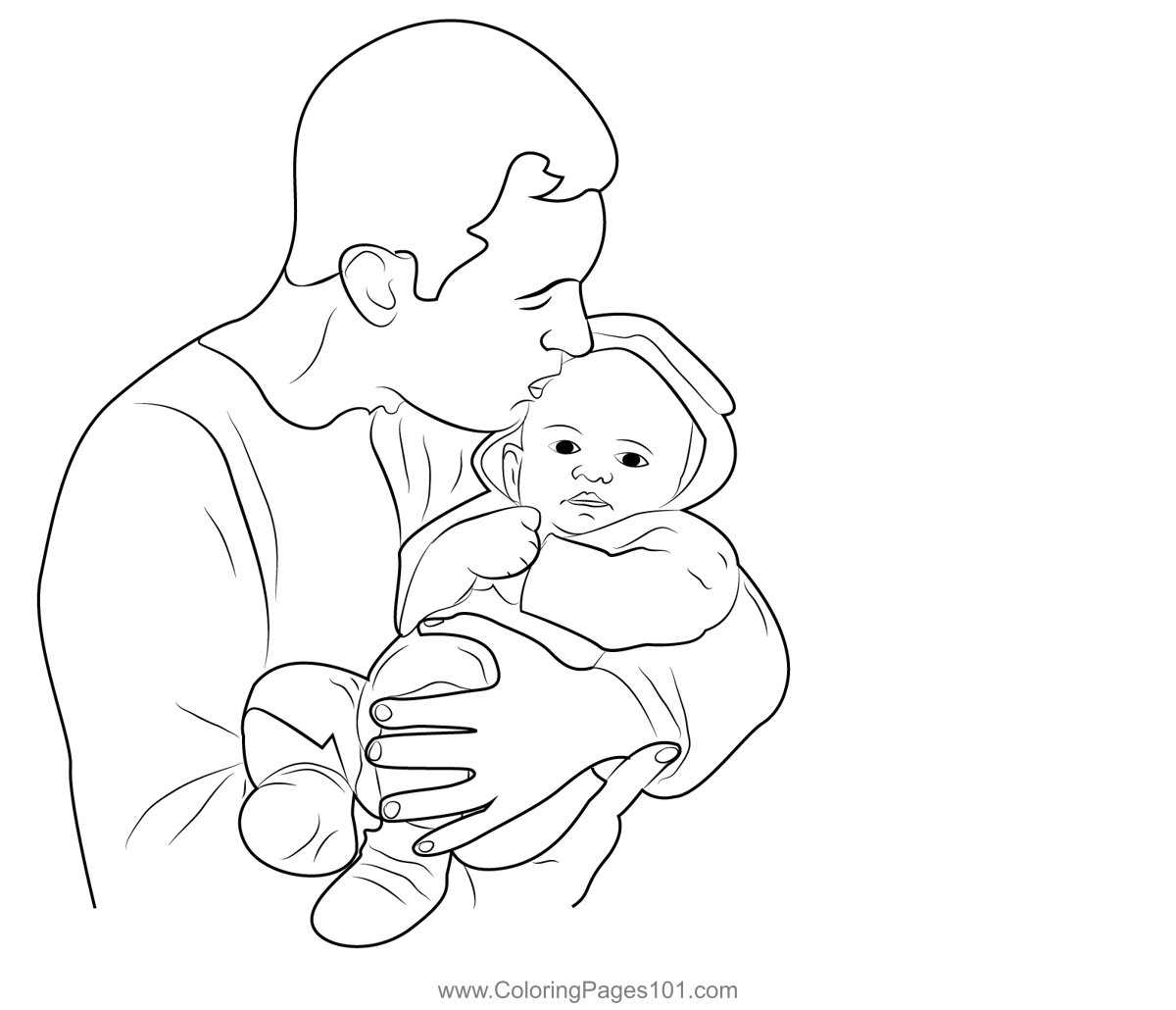 Dad Baby Coloring Page for Kids - Free Father’s Day Printable Coloring ...