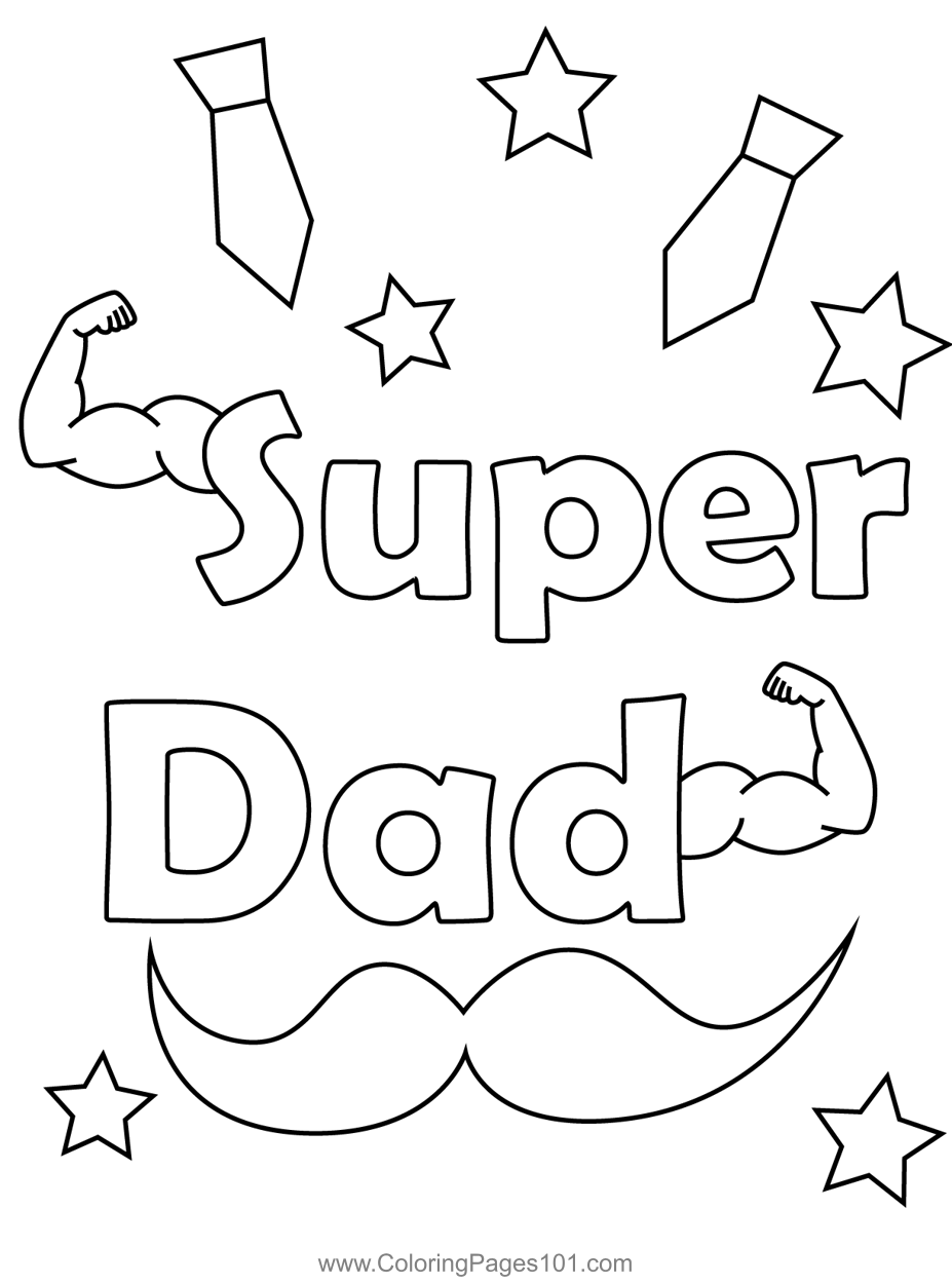 Super Dad Coloring Page for Kids Free Father’s Day Printable Coloring