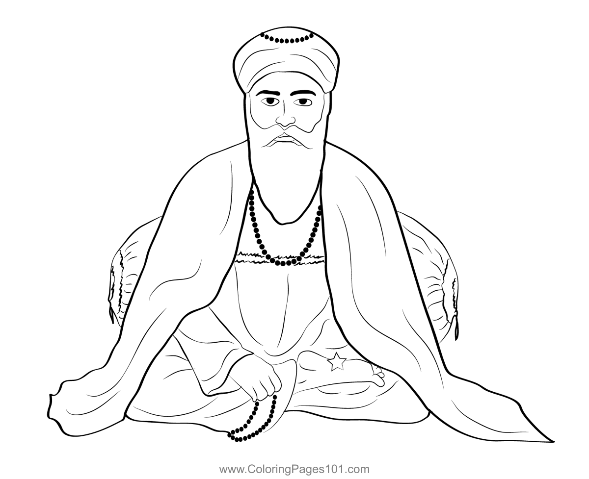 Bhagawan Guru Nanak Ji Coloring Page For Kids Free Sikhism Printable ...