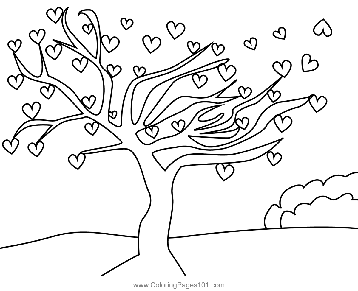 Love Tree Coloring Page For Kids Free Valentine s Day Printable 