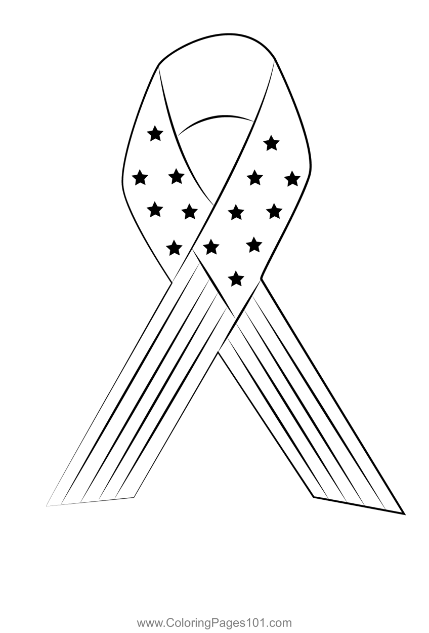 H I V Ribbon Coloring Page for Kids - Free Veterans Day Printable ...