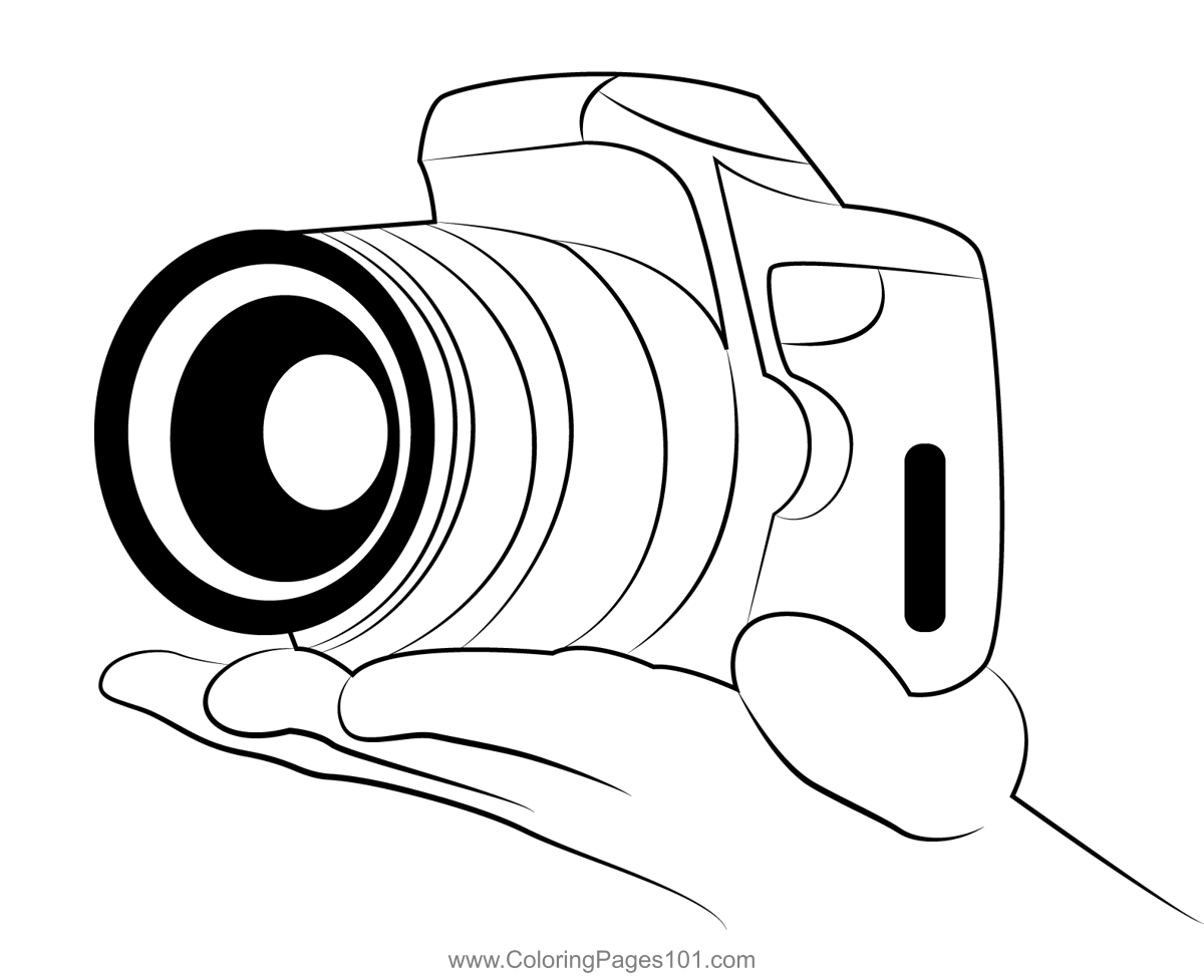 Camera In Hand Coloring Page for Kids - Free Cameras Printable Coloring ...