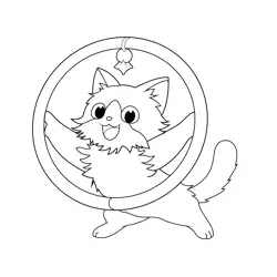 Cat with Hoola Hoop Free Coloring Page for Kids