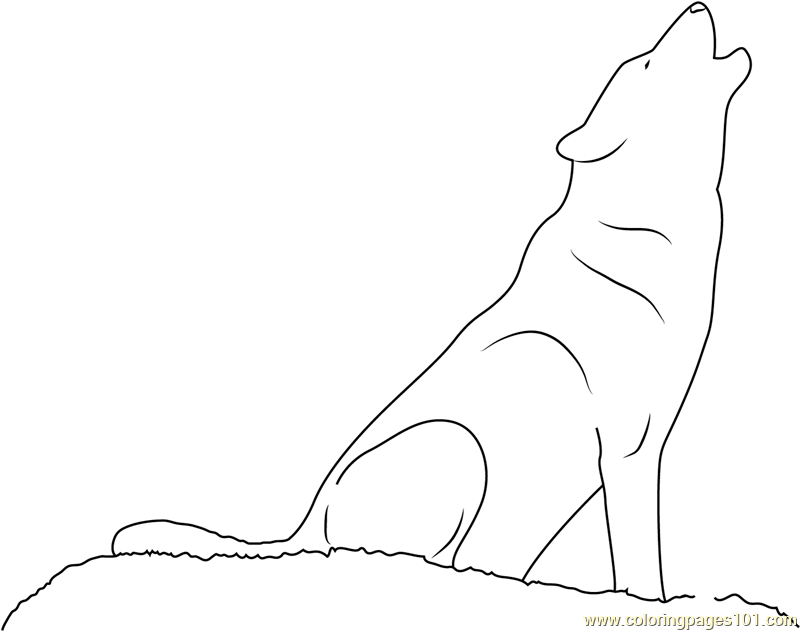 Wolf Howling Coloring Page for Kids - Free Wolf Printable Coloring