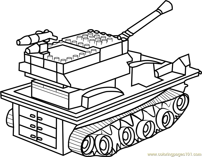 Lego Tank Coloring Page for Kids - Free Tanks Printable Coloring Pages