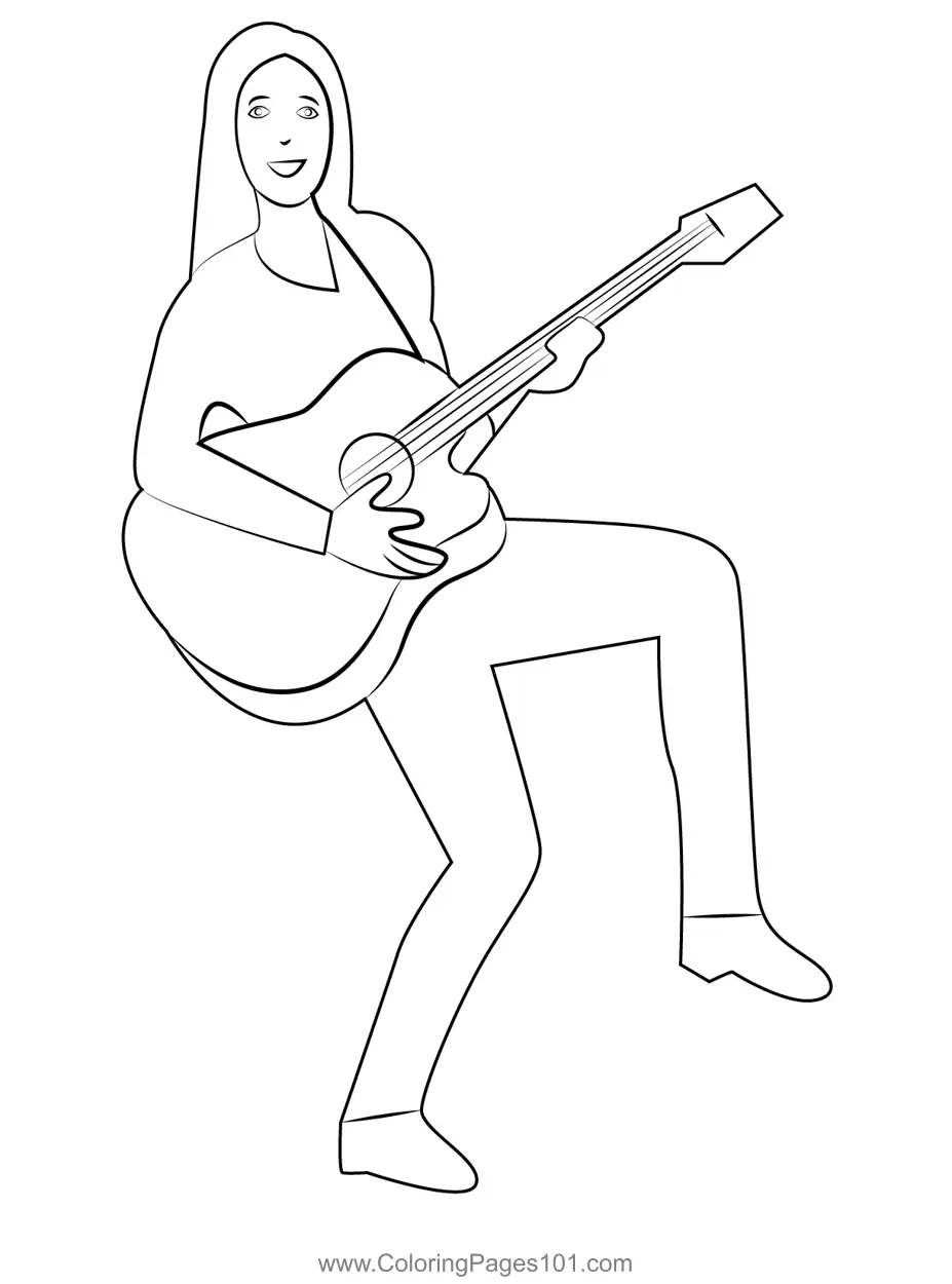 Guitarist Coloring Page for Kids - Free Guitar Printable Coloring Pages ...