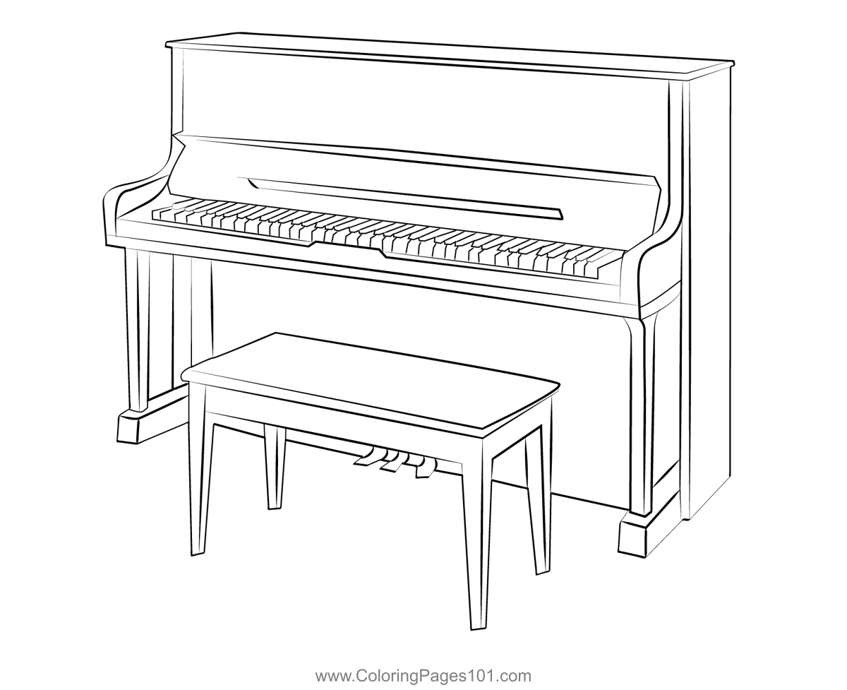 U3 sh Silent Upright Piano Coloring Page for Kids - Free Piano ...