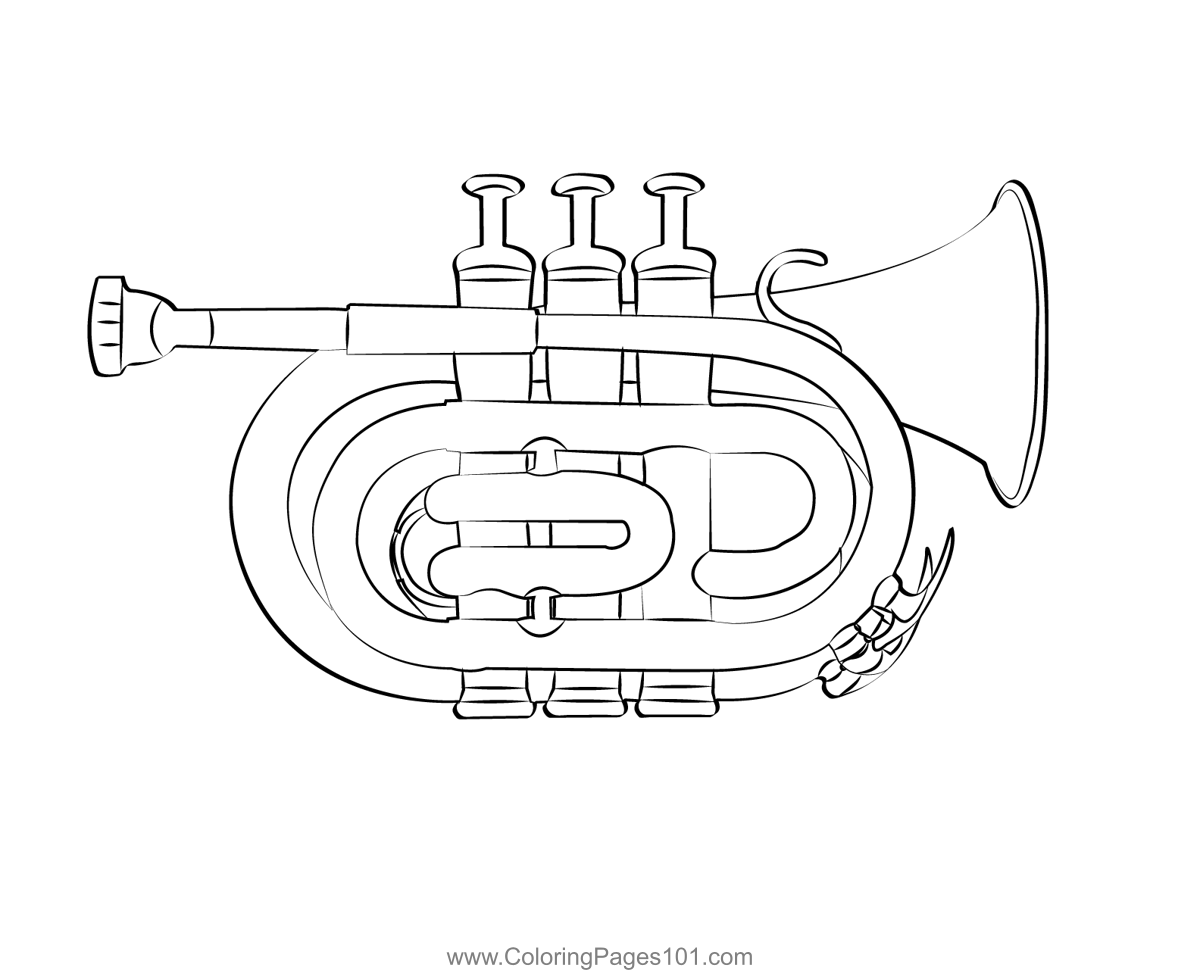 Pocket Trumpet Coloring Page for Kids - Free Trumpet Printable Coloring ...