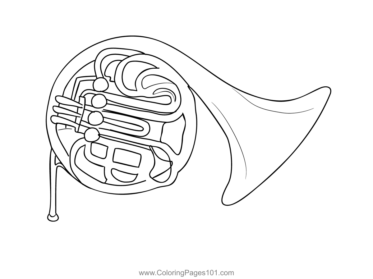 Yamaha French Horn Tuba Coloring Page for Kids - Free Tuba Printable ...