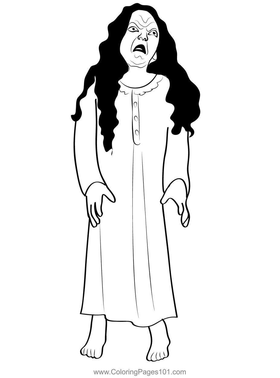 zombie girl coloring page