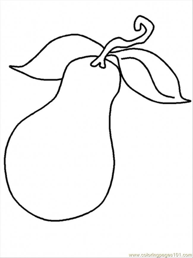 Normal Pear Coloring Page for Kids - Free Pears Printable Coloring