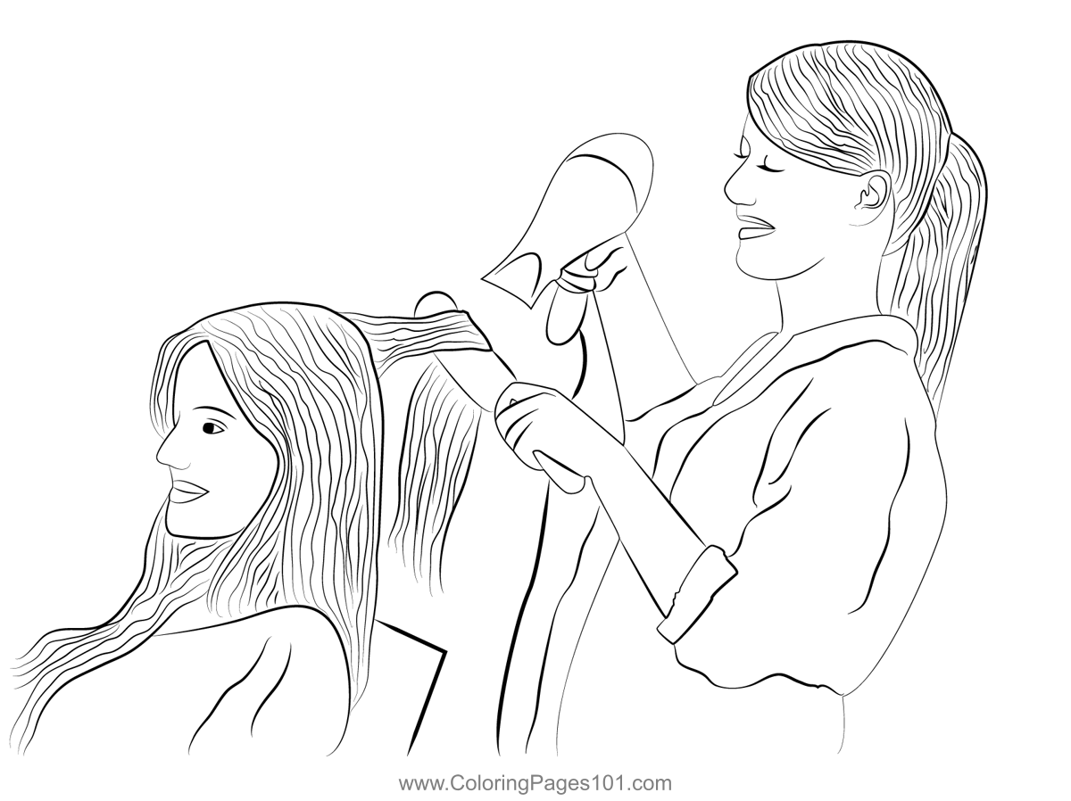 Hairdresser 4 Coloring Page for Kids - Free Hairdressers Printable ...