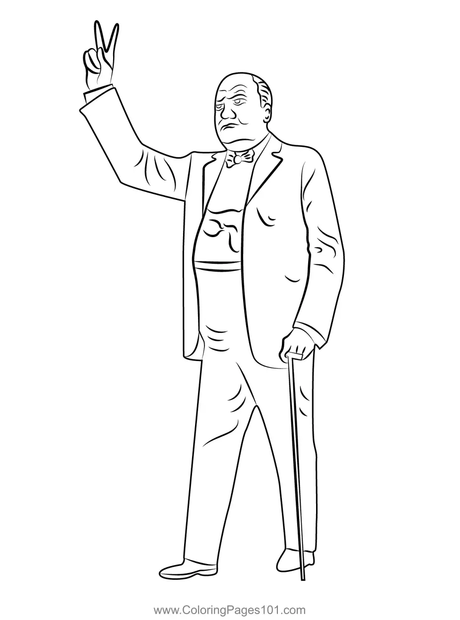 Winston Churchill Politician Coloring Page For Kids Free Politicians