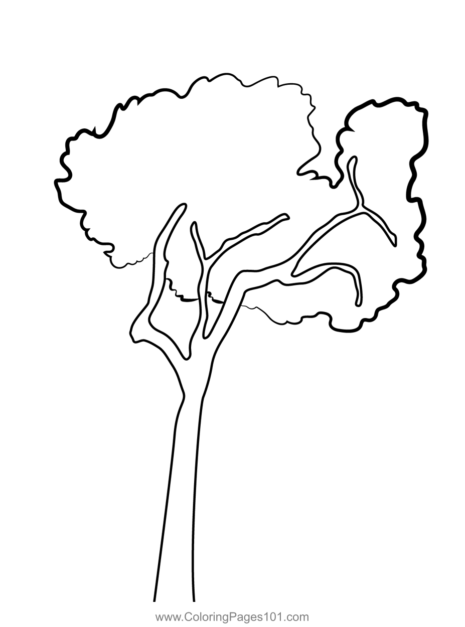 Lovely Green Tree Coloring Page for Kids - Free Trees Printable ...