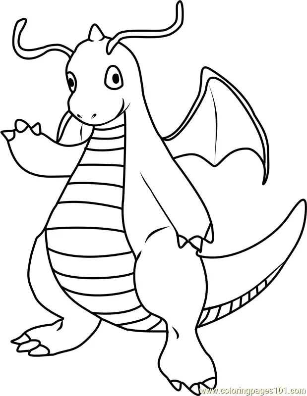 Dragonite Pokemon Coloring Page for Kids - Free Pokemon Printable ...