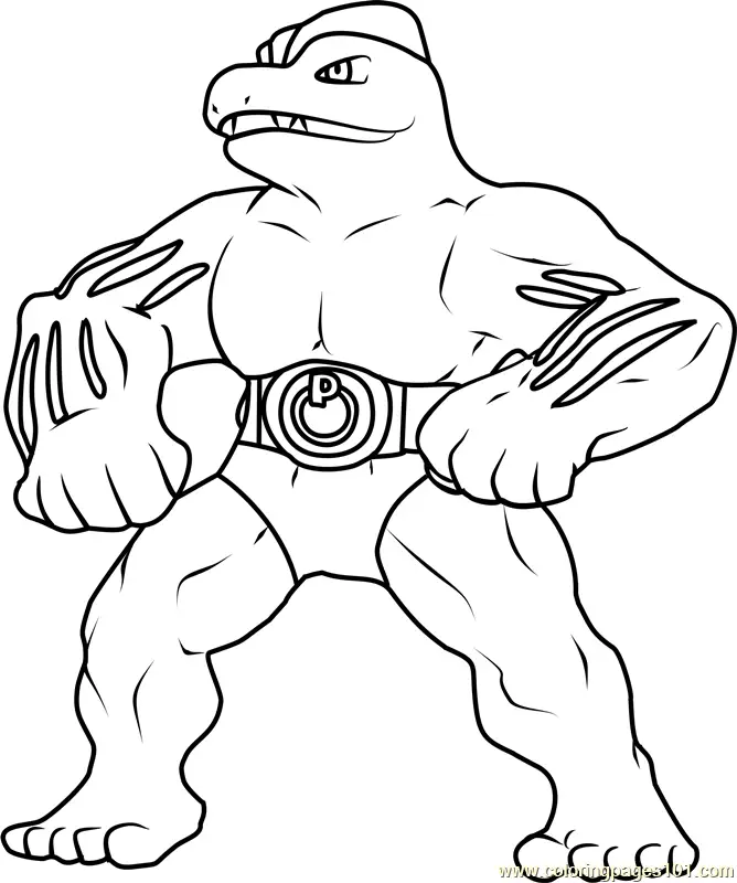 Machoke Pokemon Coloring Page for Kids - Free Pokemon Printable ...