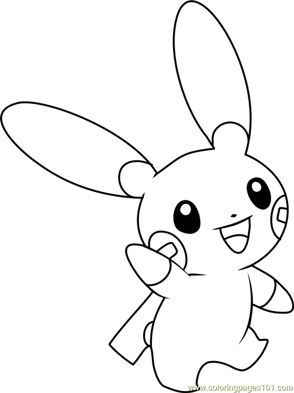 Minun Pokemon Coloring Page for Kids - Free Pokemon Printable Coloring ...