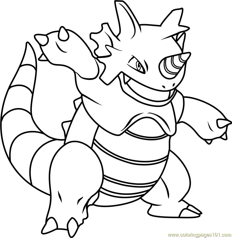 Rhydon Pokemon Coloring Page for Kids - Free Pokemon Printable Coloring ...