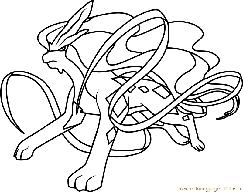 Suicune Pokemon Coloring Page for Kids - Free Pokemon Printable