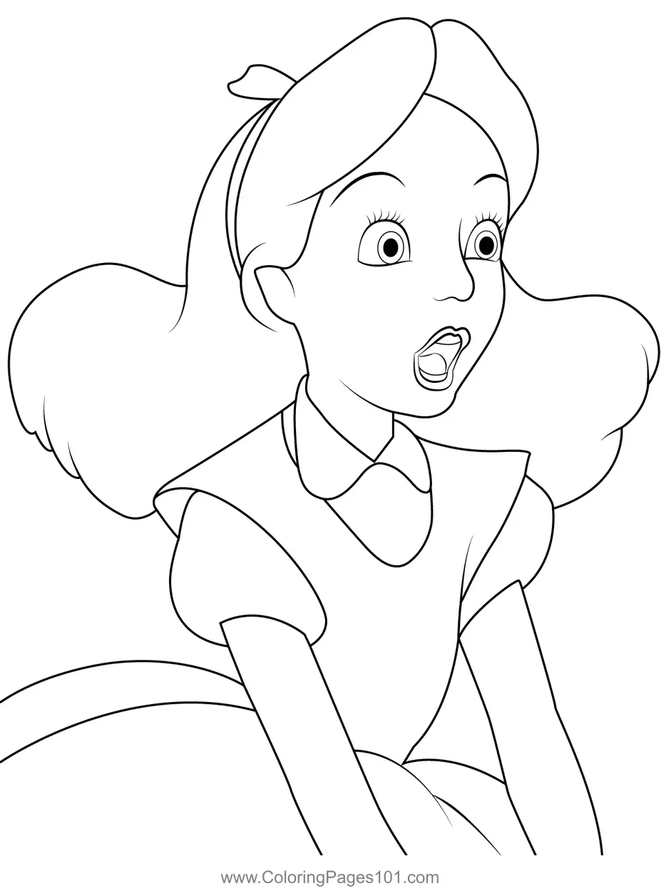 Alice Disney Princess Shocked Coloring Page for Kids - Free Alice ...