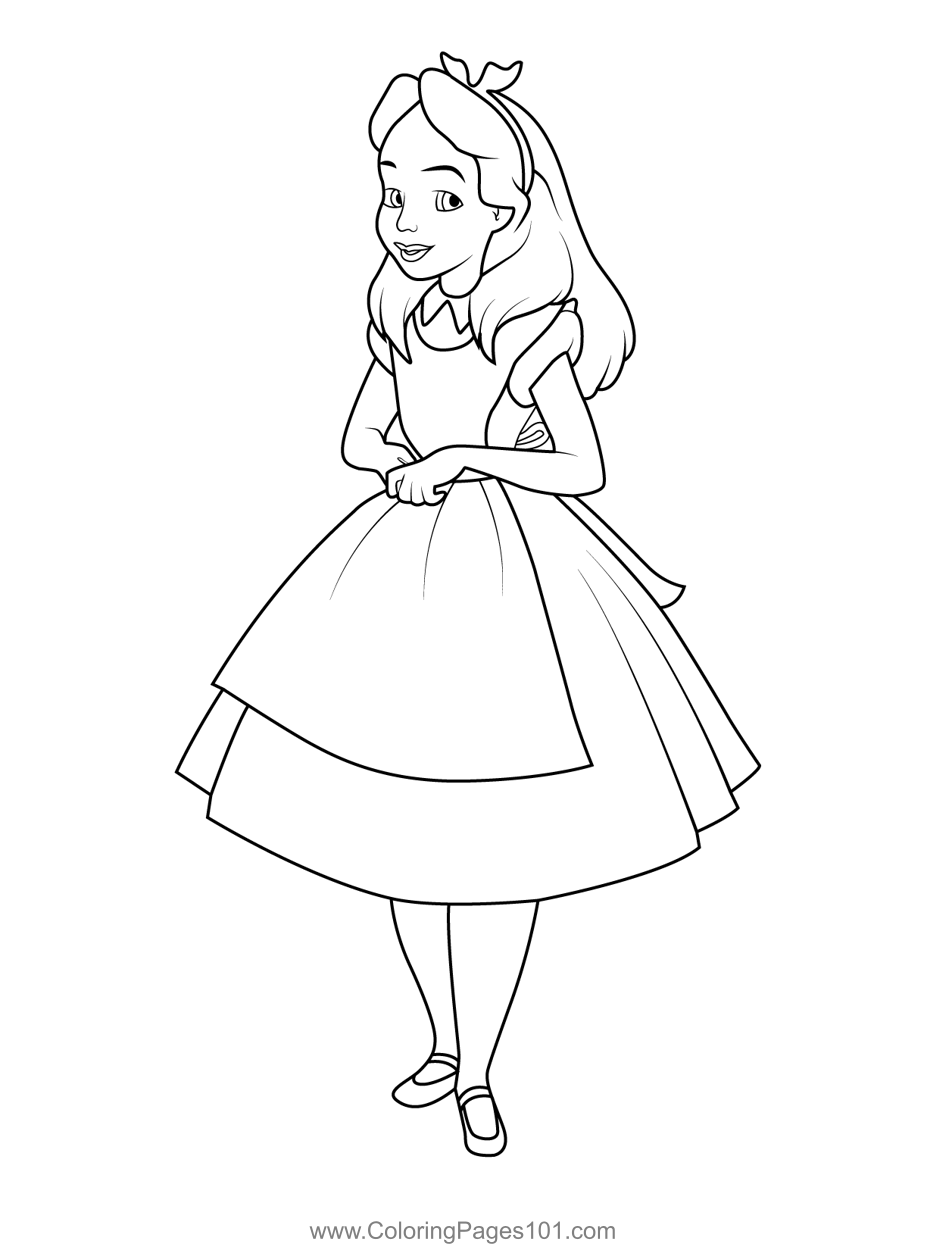 Beautiful Alice Coloring Page for Kids - Free Alice Printable Coloring ...