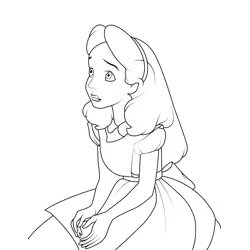 Princess Alice Looking Up Coloring Page for Kids - Free Alice Printable ...