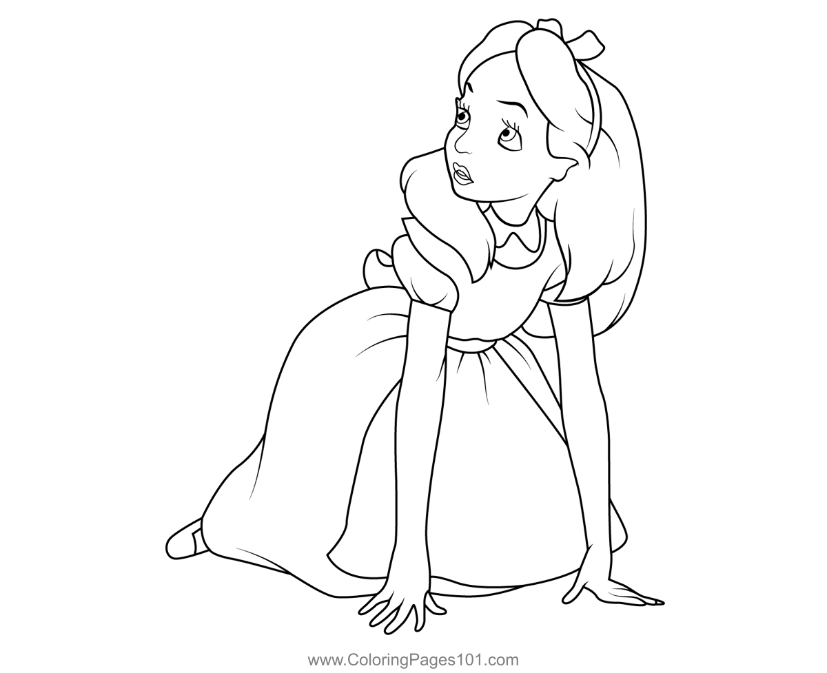 Princess Alice Coloring Page for Kids - Free Alice Printable Coloring ...