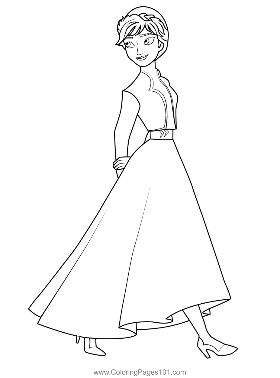 Princess Anna 14 Coloring Page for Kids - Free Anna Printable Coloring ...
